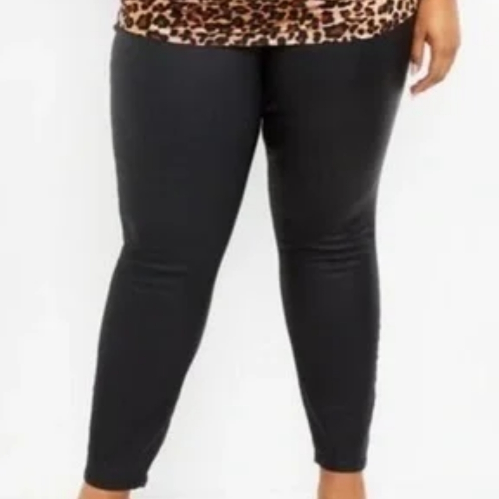 Indigo Blue  Skinny Maternity Ankle leggings/pants size Large black faux…